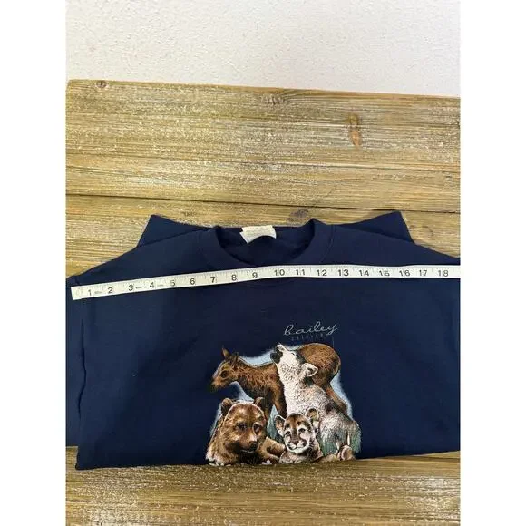 Vintage Jerzees Sweatshirt Bailey CO Youth L Wildlife Naturecore Cottagecore - Picture 6 of 8